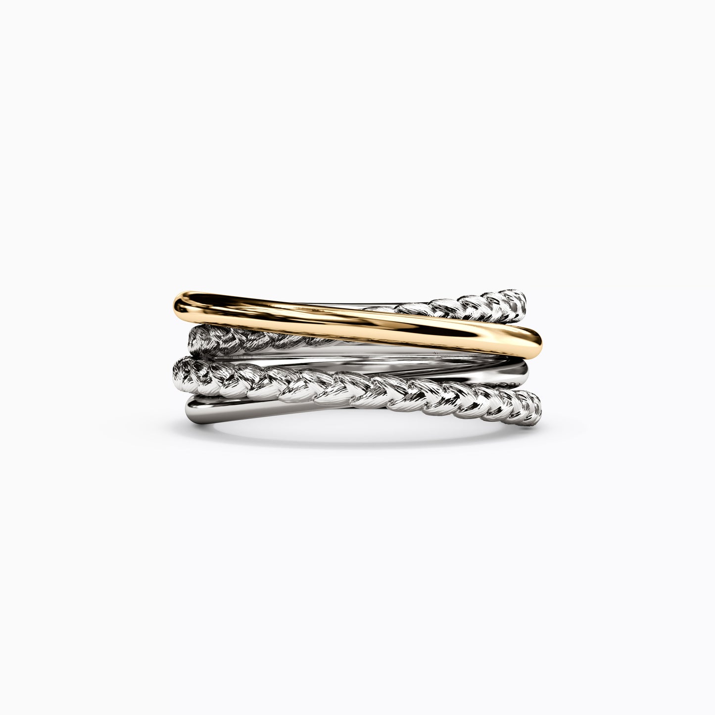 Two-Tone Intertwined Ring in 14K Gold and Sterling Silver Mix
