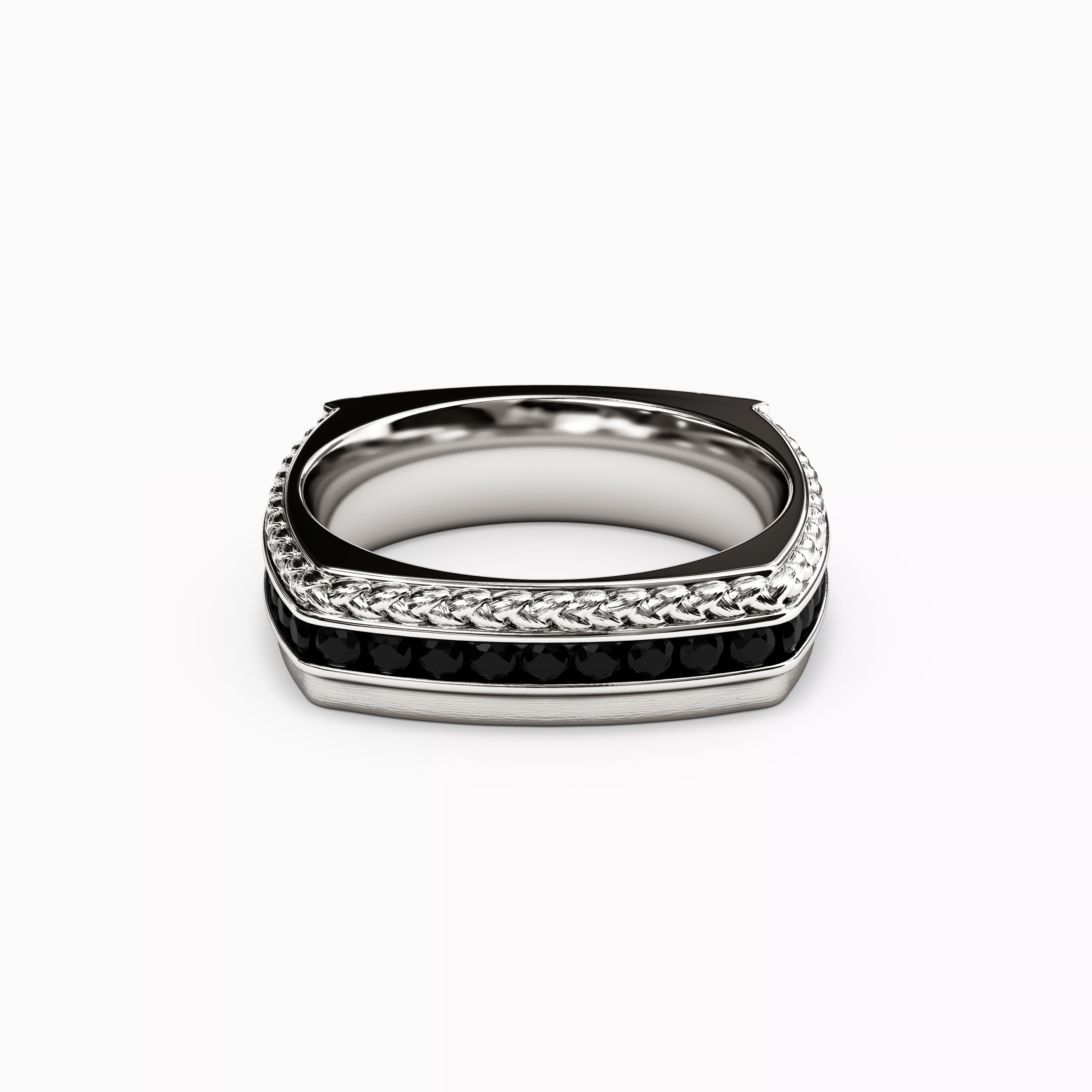 Black Diamond Men's Ring in Sterling Silver