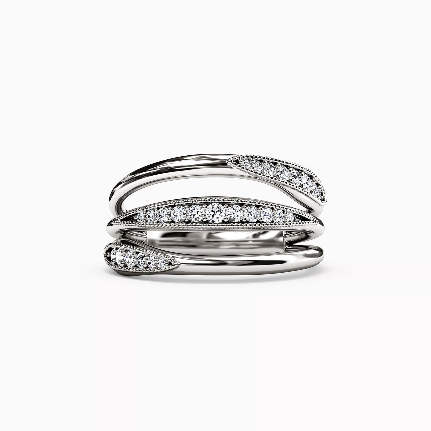 Diamond Channel Triple Band Ring in 18K Gold