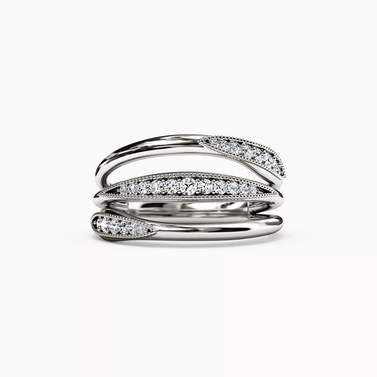 Diamond Channel Triple Band Ring in 18K Gold