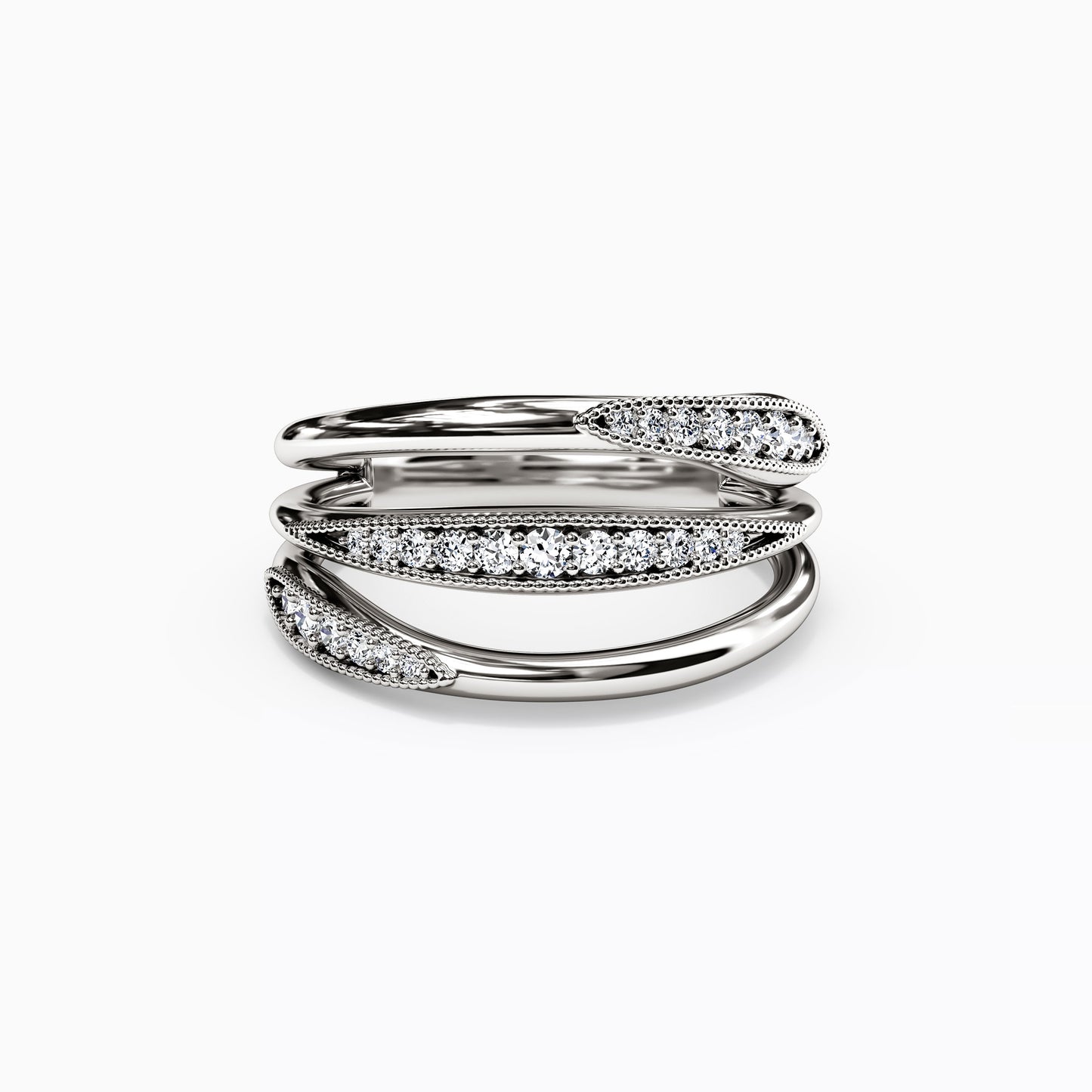 Diamond Channel Triple Band Ring in 18K Gold