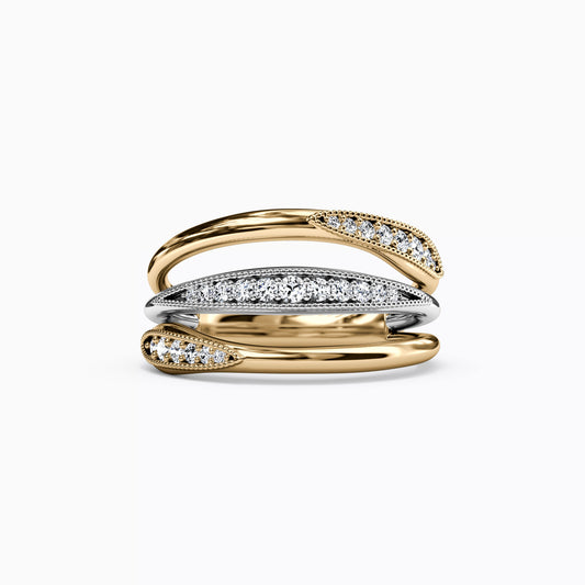 Diamond Channel Triple Band Ring in 14K Gold