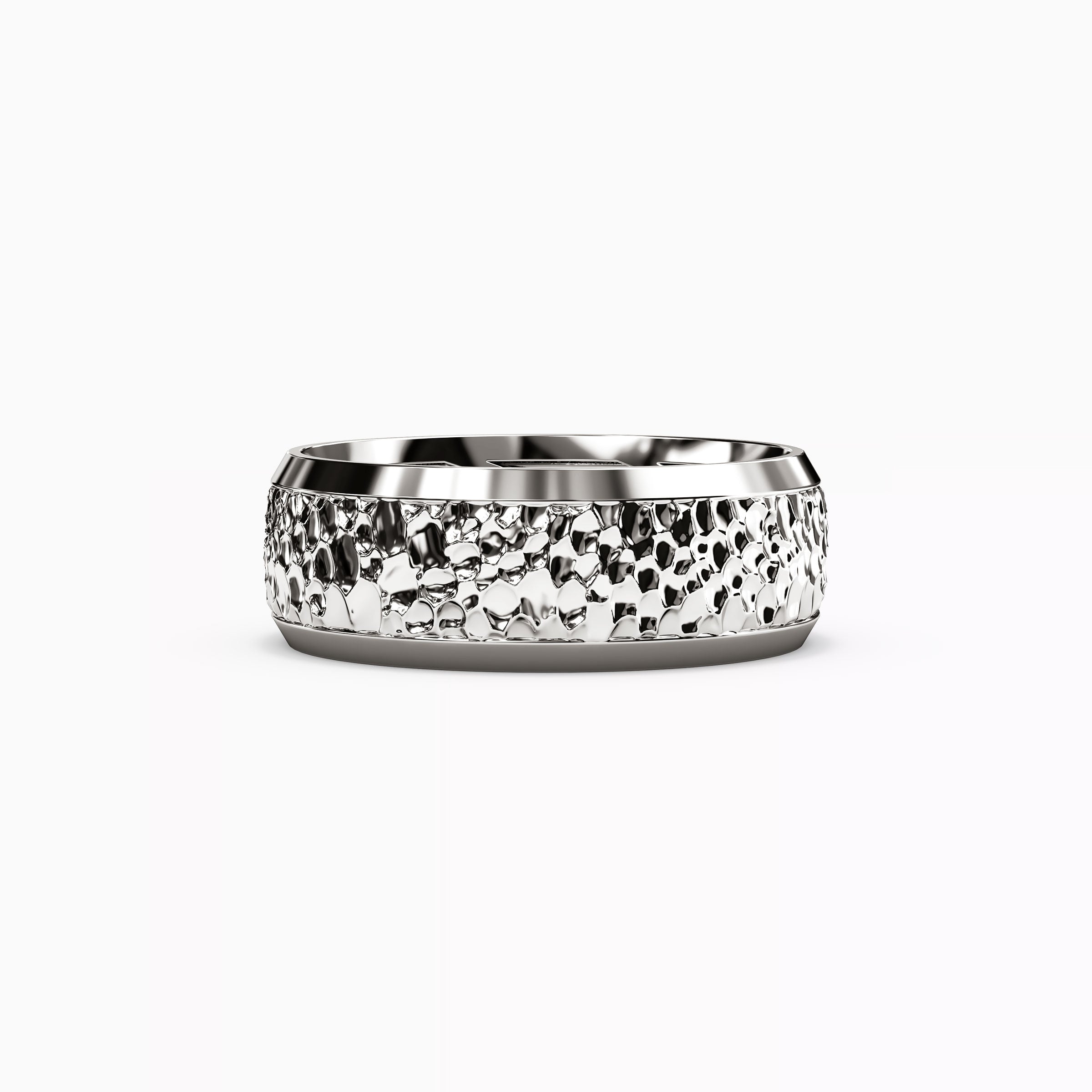 Hammered Finish Wedding Band in Platinum