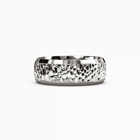 Hammered Finish Wedding Band in Platinum