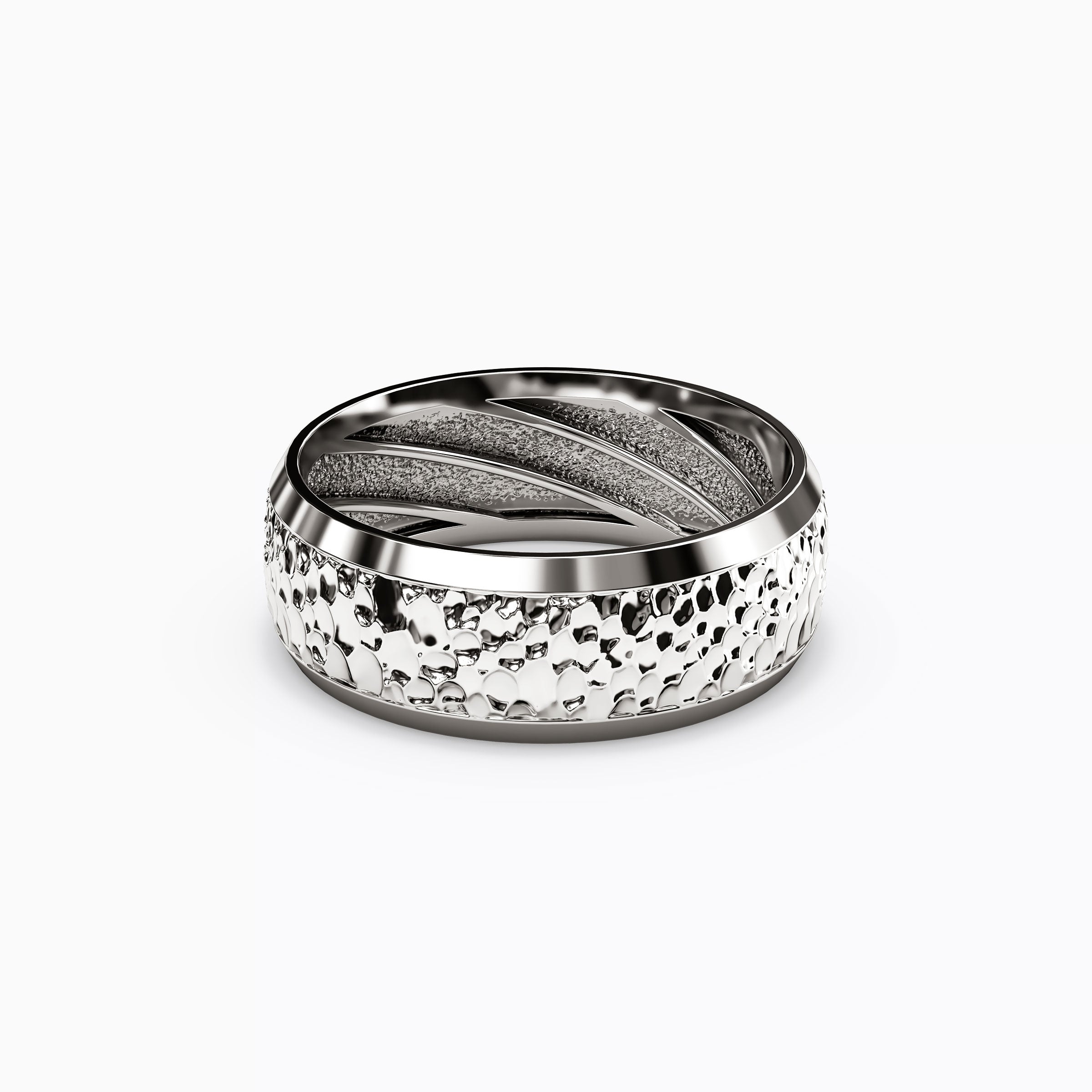 Hammered Finish Wedding Band in Platinum