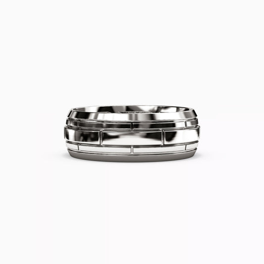 Brick Texture Wedding Band Platinum