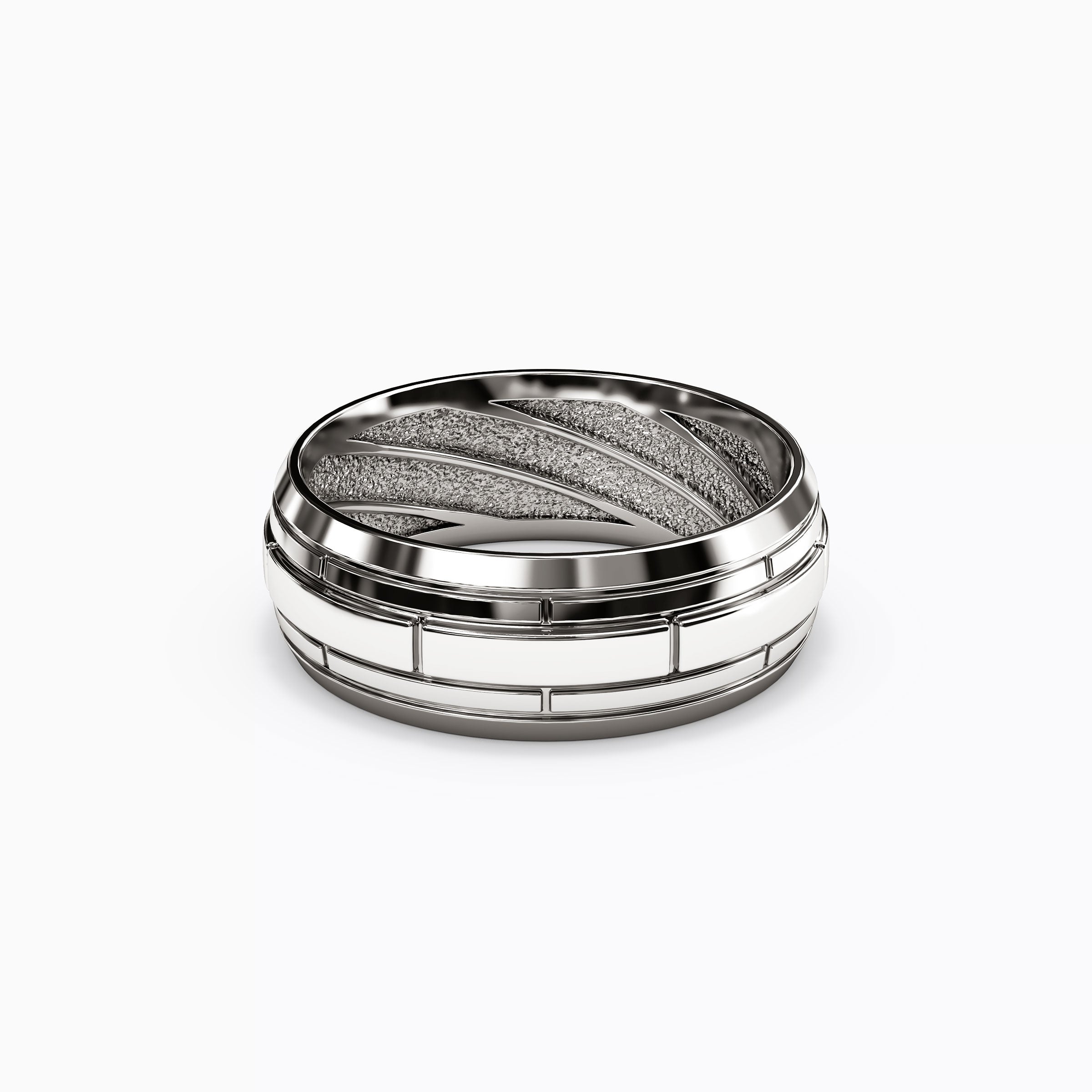 Brick Texture Wedding Band Platinum