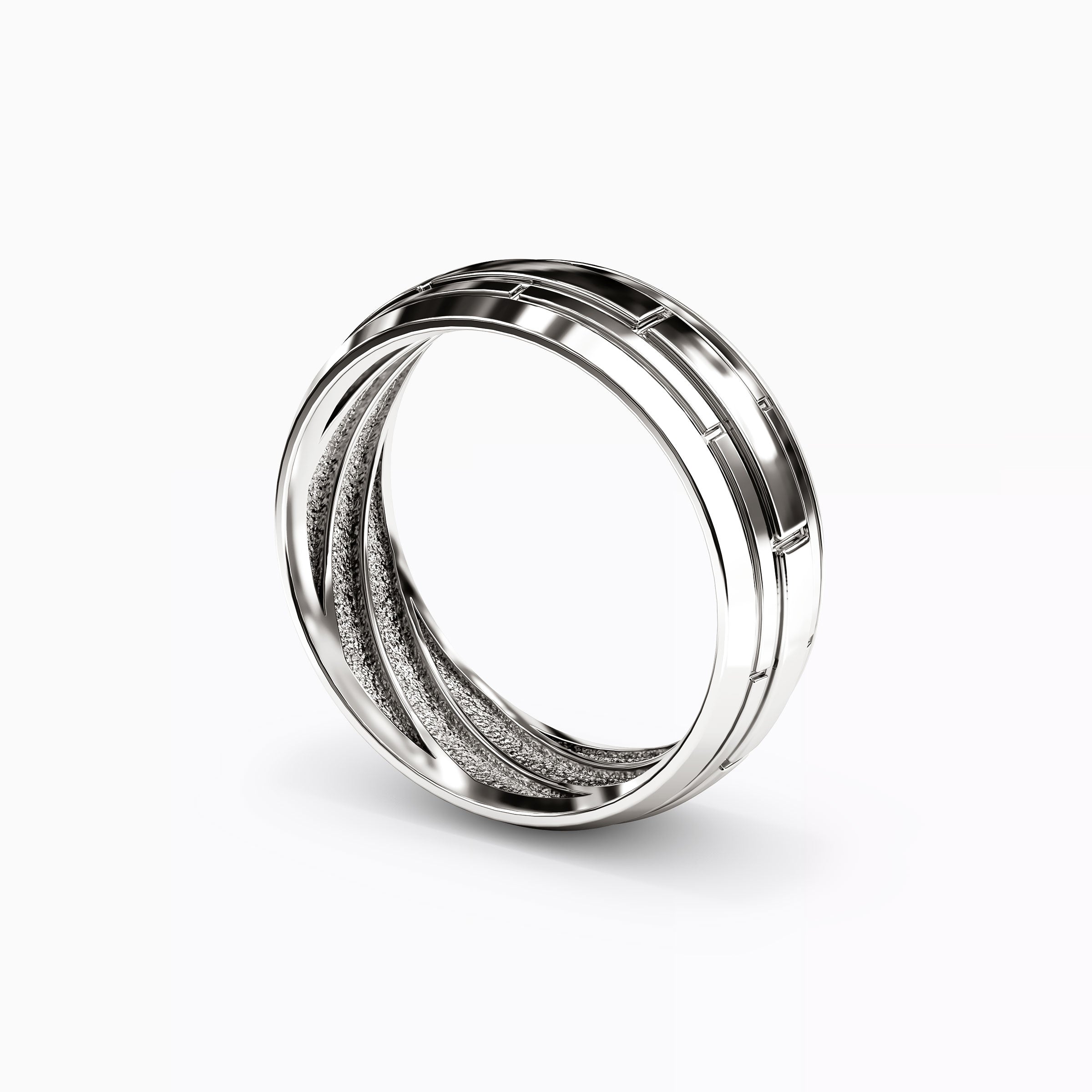Brick Texture Wedding Band Platinum