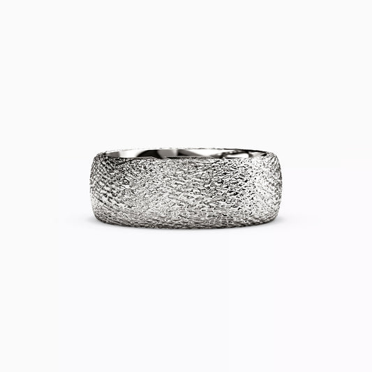 Cross-Hatch Texture Wedding Band in Platinum