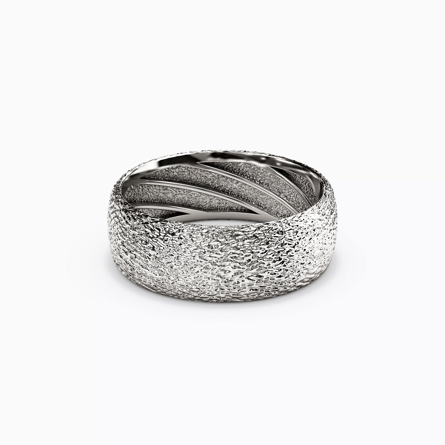 Cross-Hatch Texture Wedding Band in Platinum