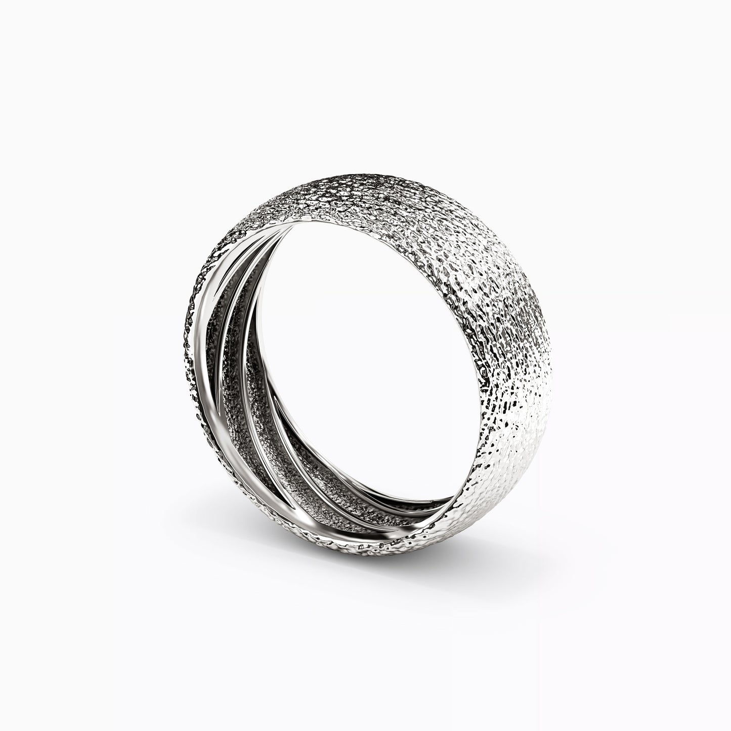 Cross-Hatch Texture Wedding Band in Platinum