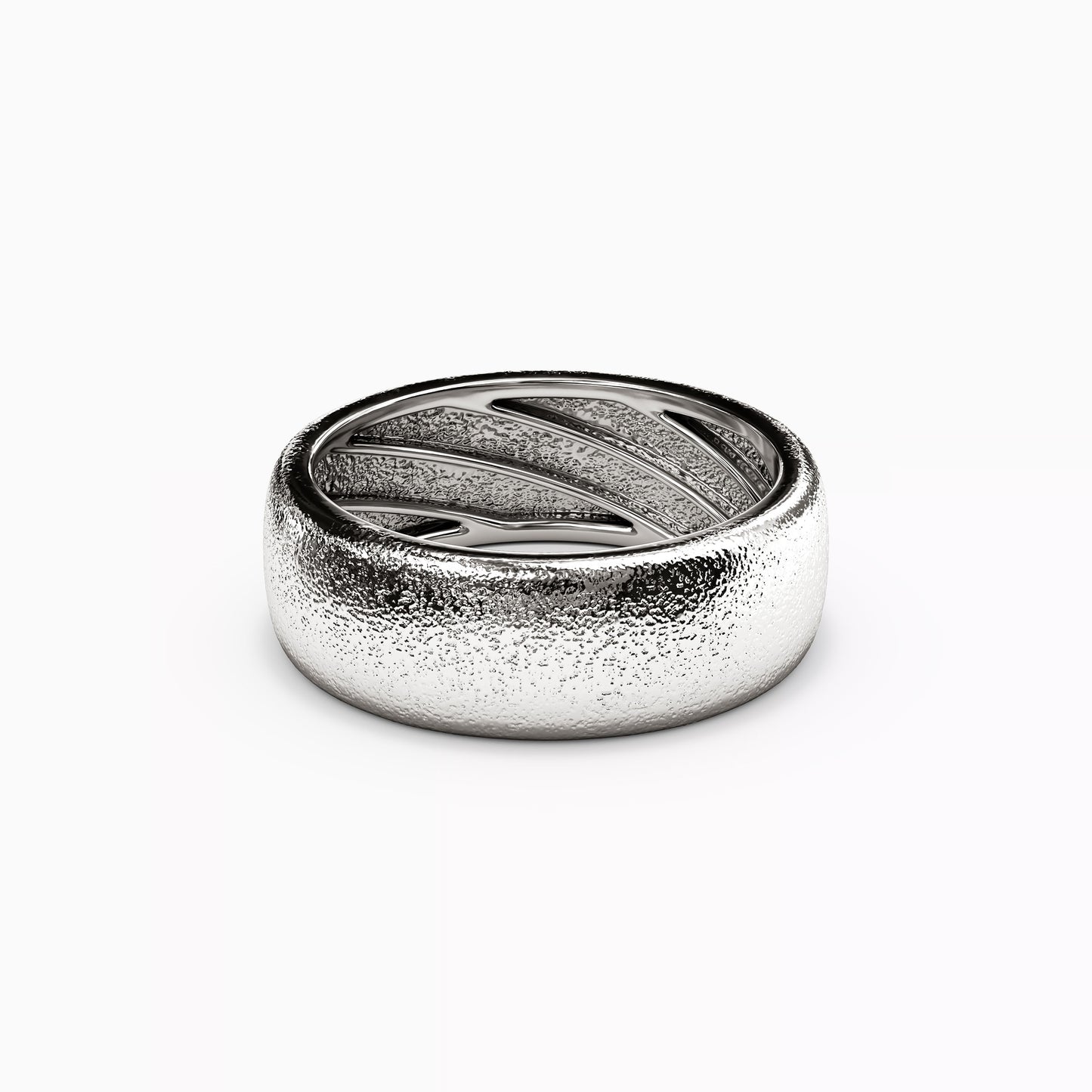 Diamond Brushed Wedding Band in 14K Gold