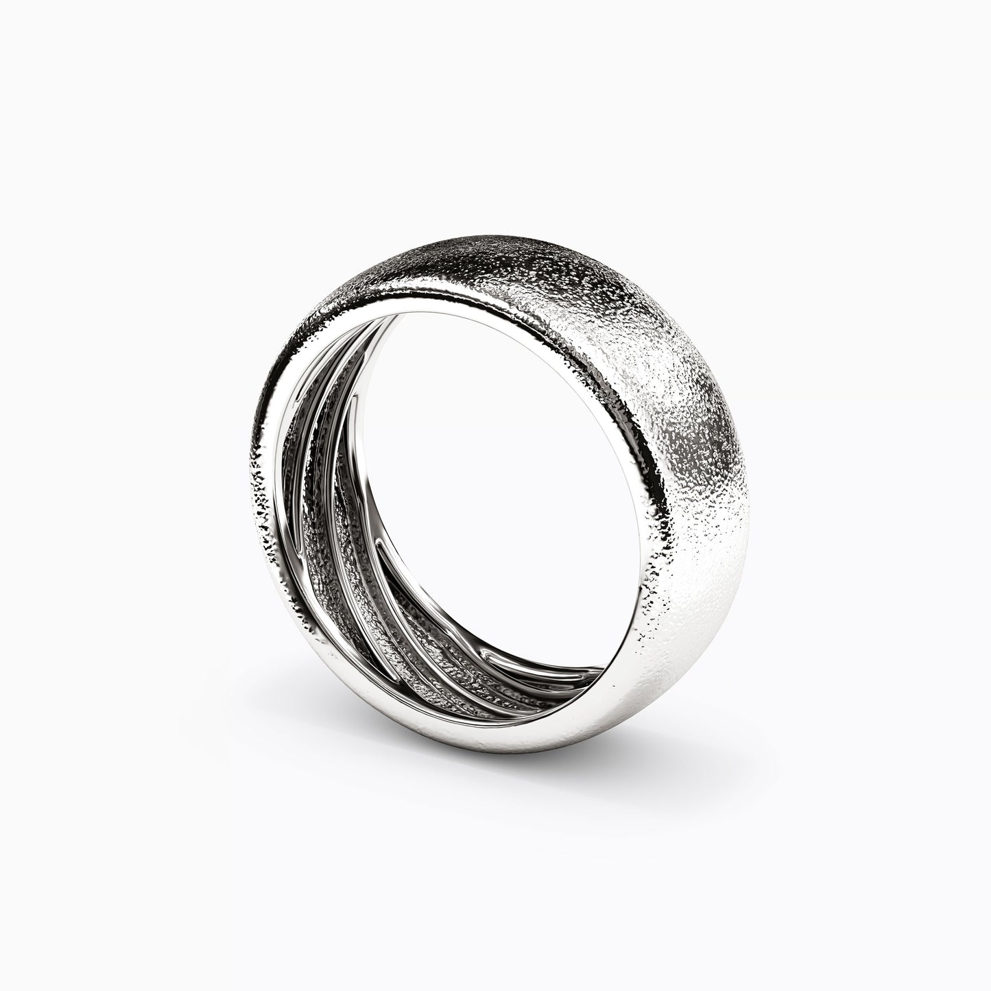 Diamond Brushed Wedding Band in 14K Gold