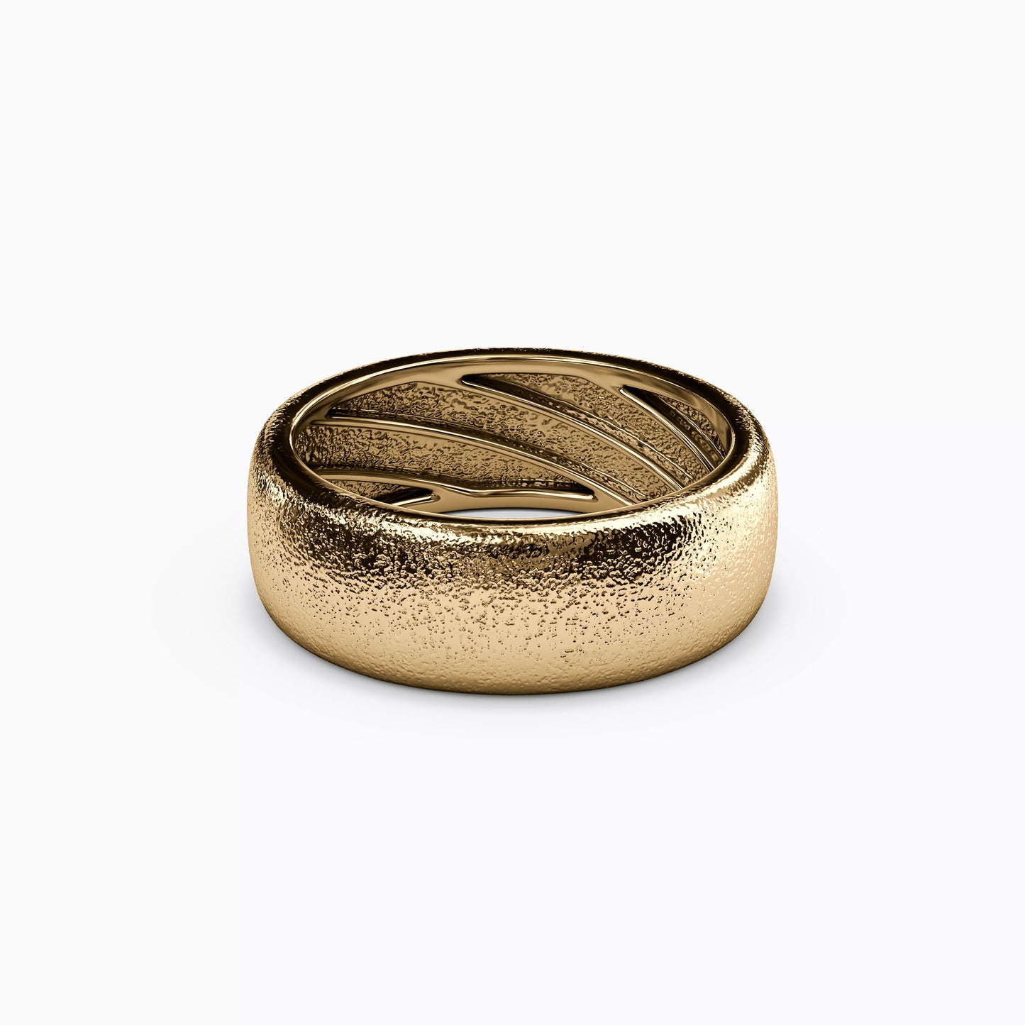 Diamond Brushed Wedding Band in 14K Gold