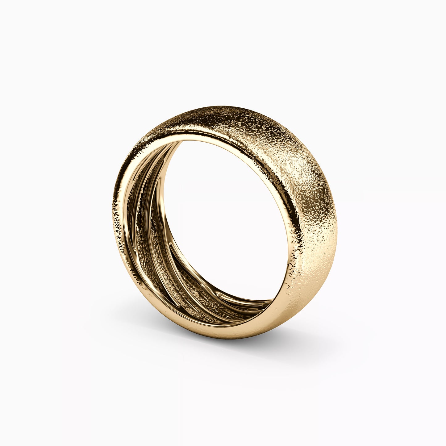 Diamond Brushed Wedding Band in 14K Gold