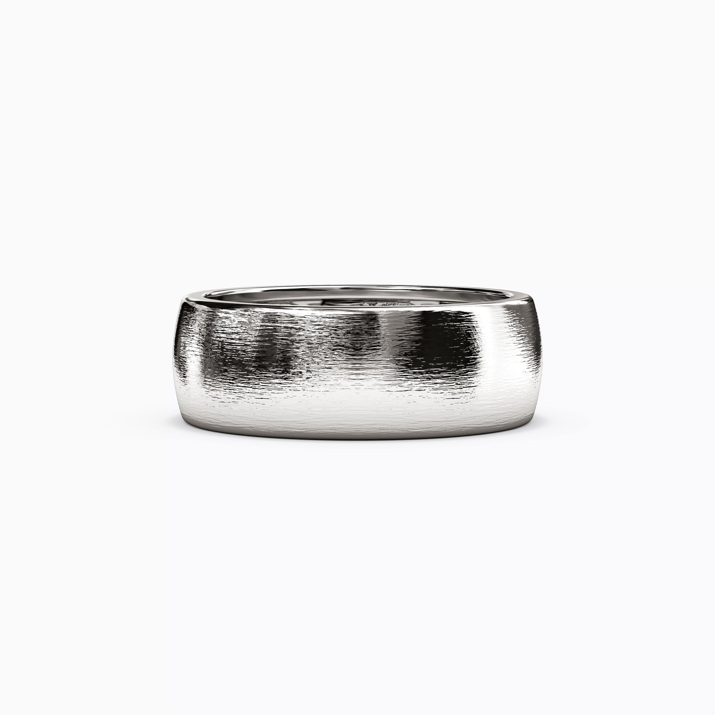 Dome Shaped Sandpaper Finish Wedding Band in Platinum