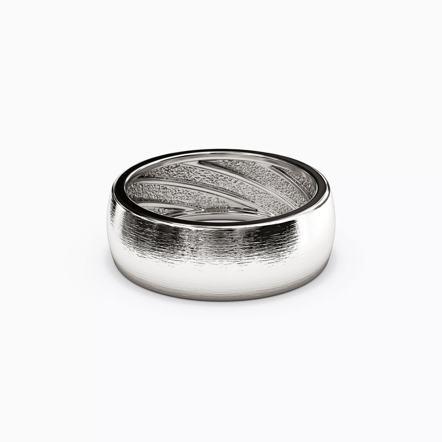 Dome Shaped Sandpaper Finish Wedding Band in Platinum