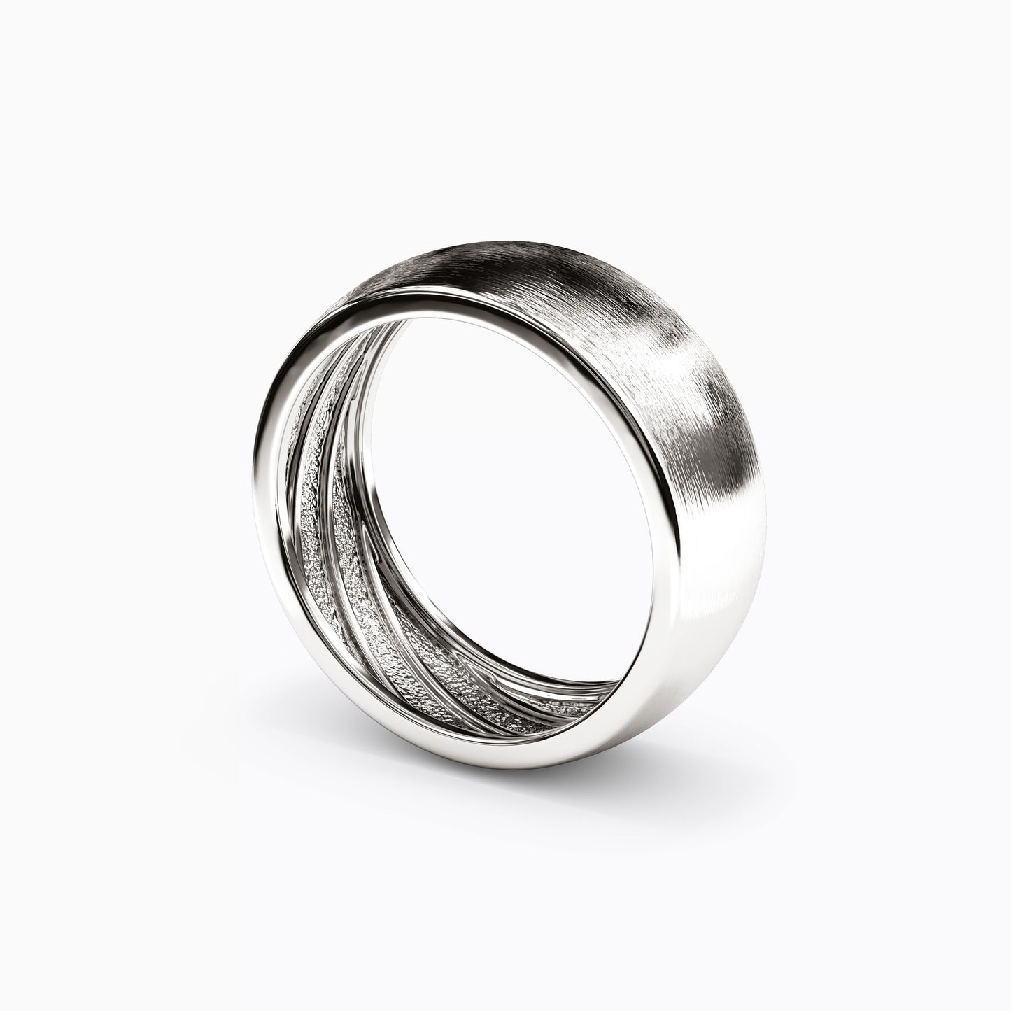 Dome Shaped Sandpaper Finish Wedding Band in 14K Gold