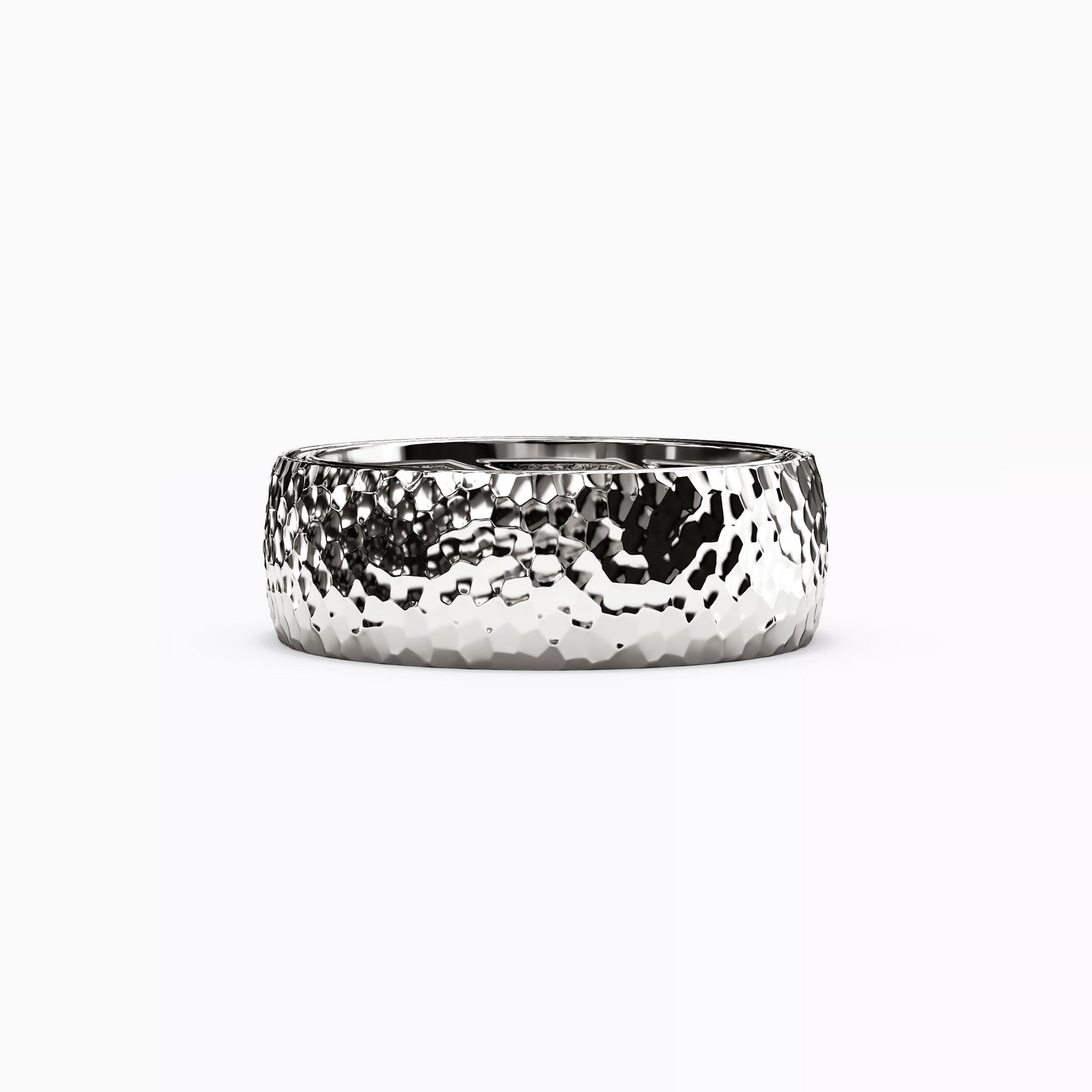 Hammered Polished Wedding Band in 14K Gold