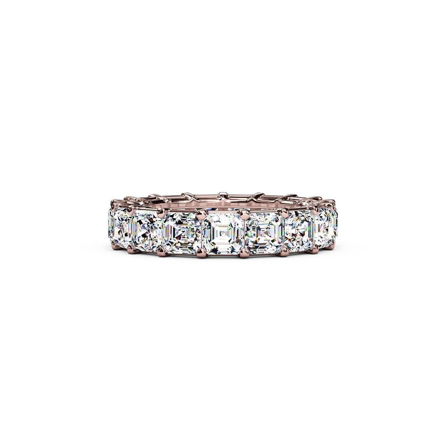 Diamond Asscher Cut Eternity Wedding Band in 18K Gold