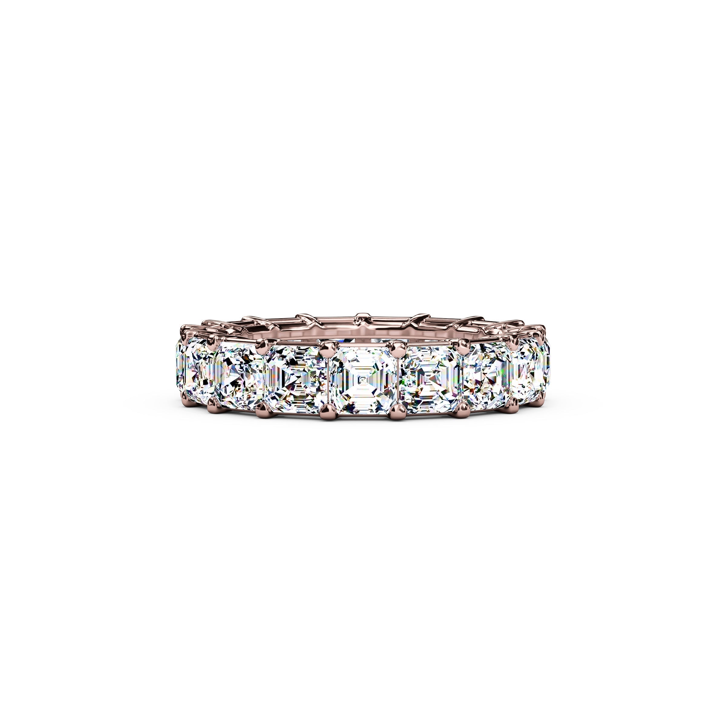 Diamond Asscher Cut Eternity Wedding Band in 18K Gold