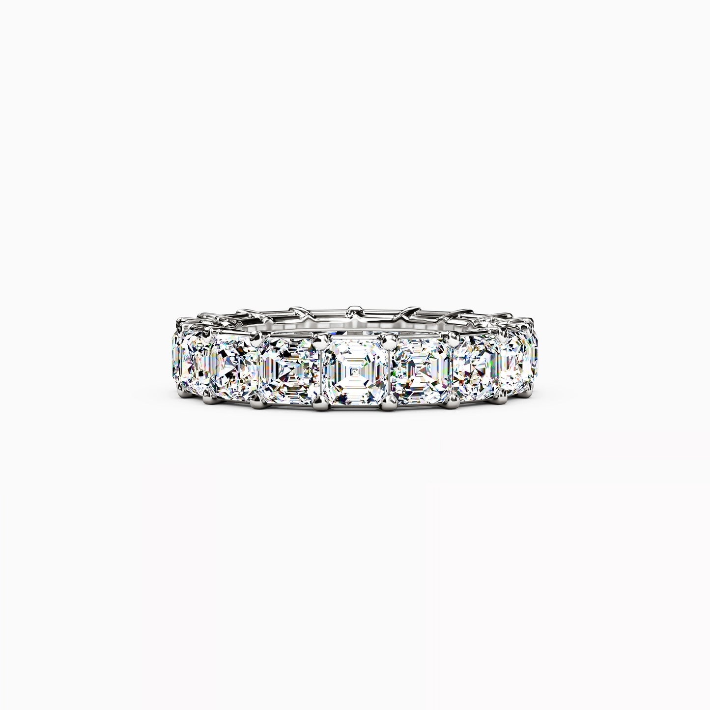 Diamond Asscher Cut Eternity Wedding Band in 18K Gold