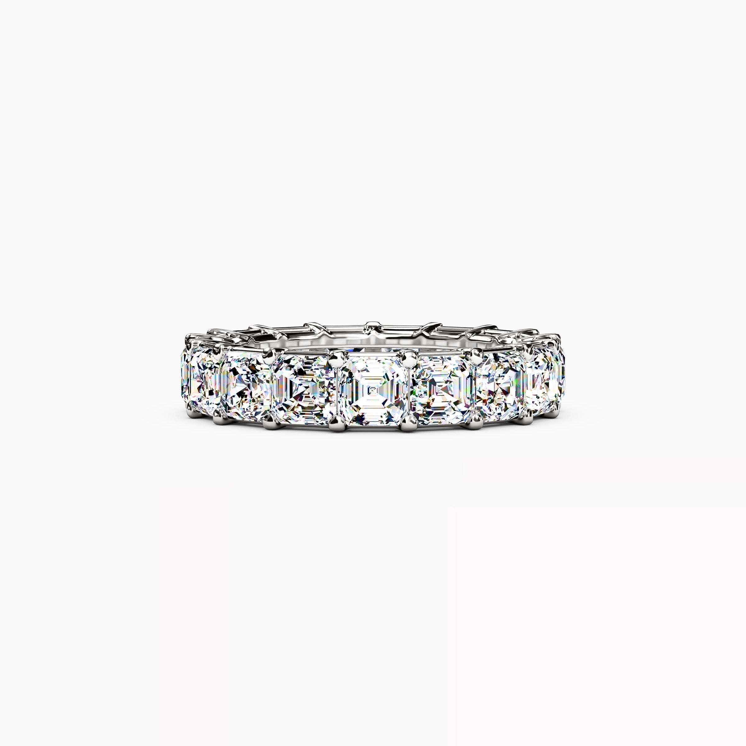 Diamond Asscher Cut Eternity Wedding Band in 18K Gold