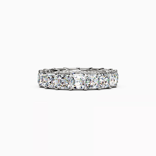 Diamond Asscher Cut Eternity Wedding Band in 18K Gold