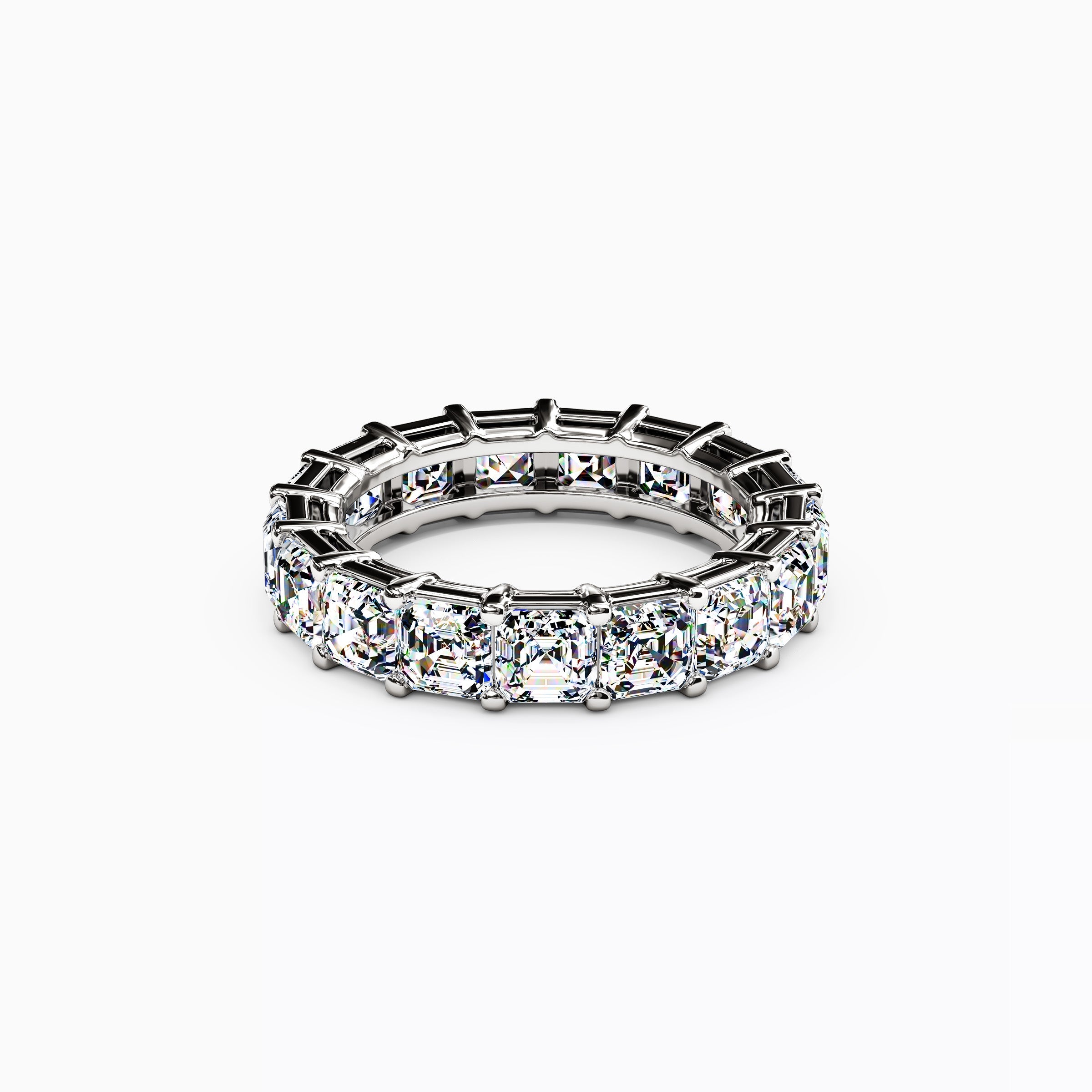 Diamond Asscher Cut Eternity Wedding Band in 18K Gold