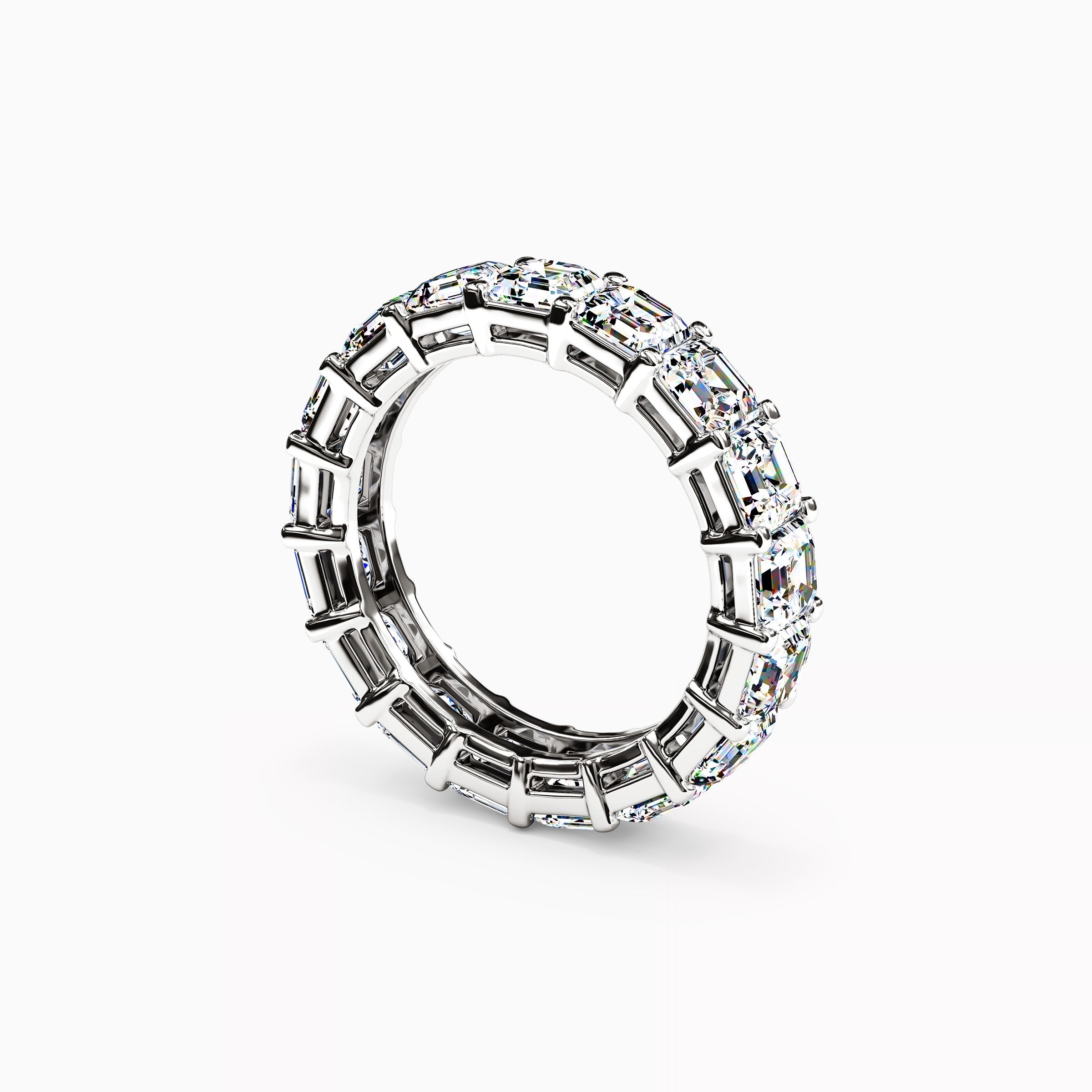 Diamond Asscher Cut Eternity Wedding Band in 18K Gold