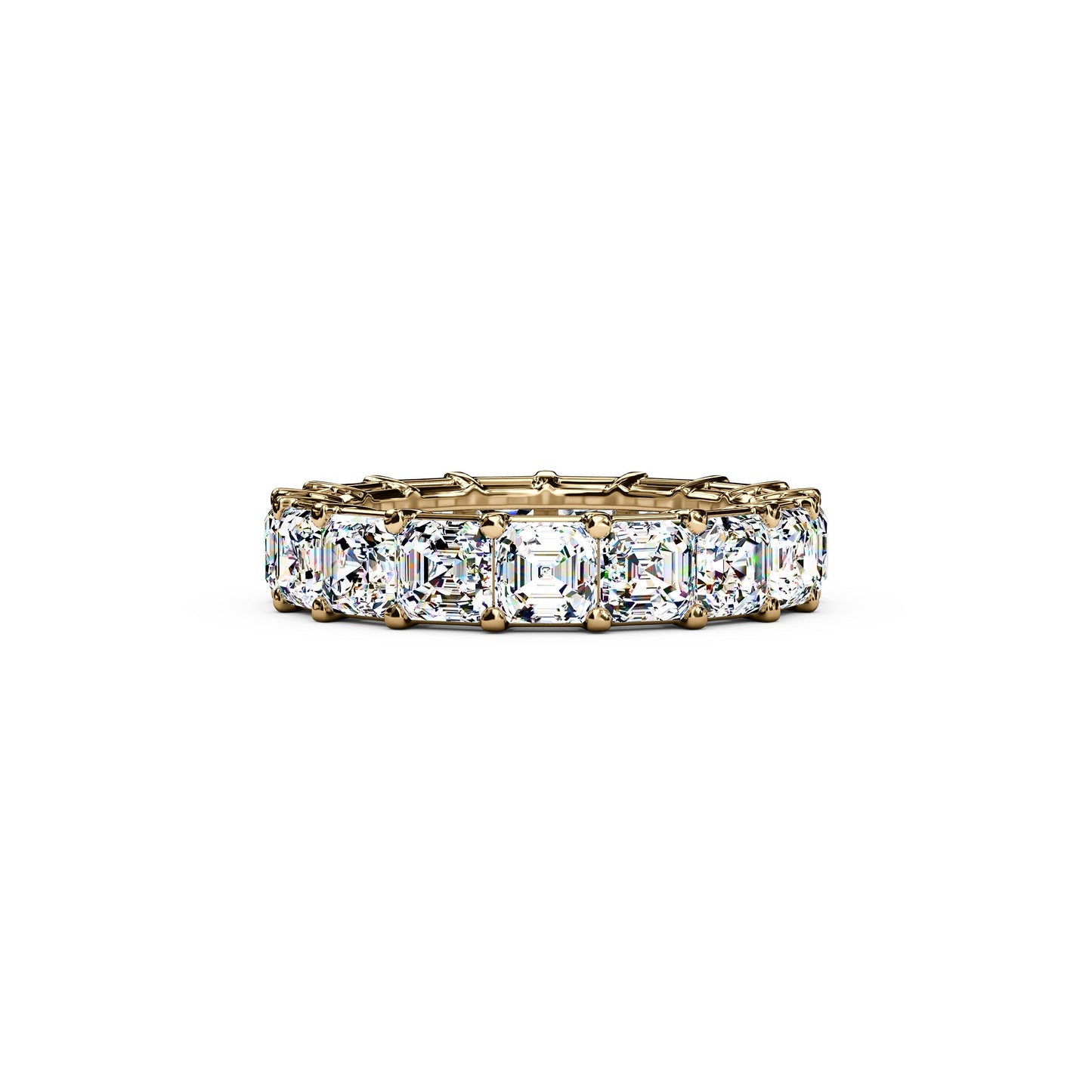 Diamond Asscher Cut Eternity Wedding Band in 18K Gold