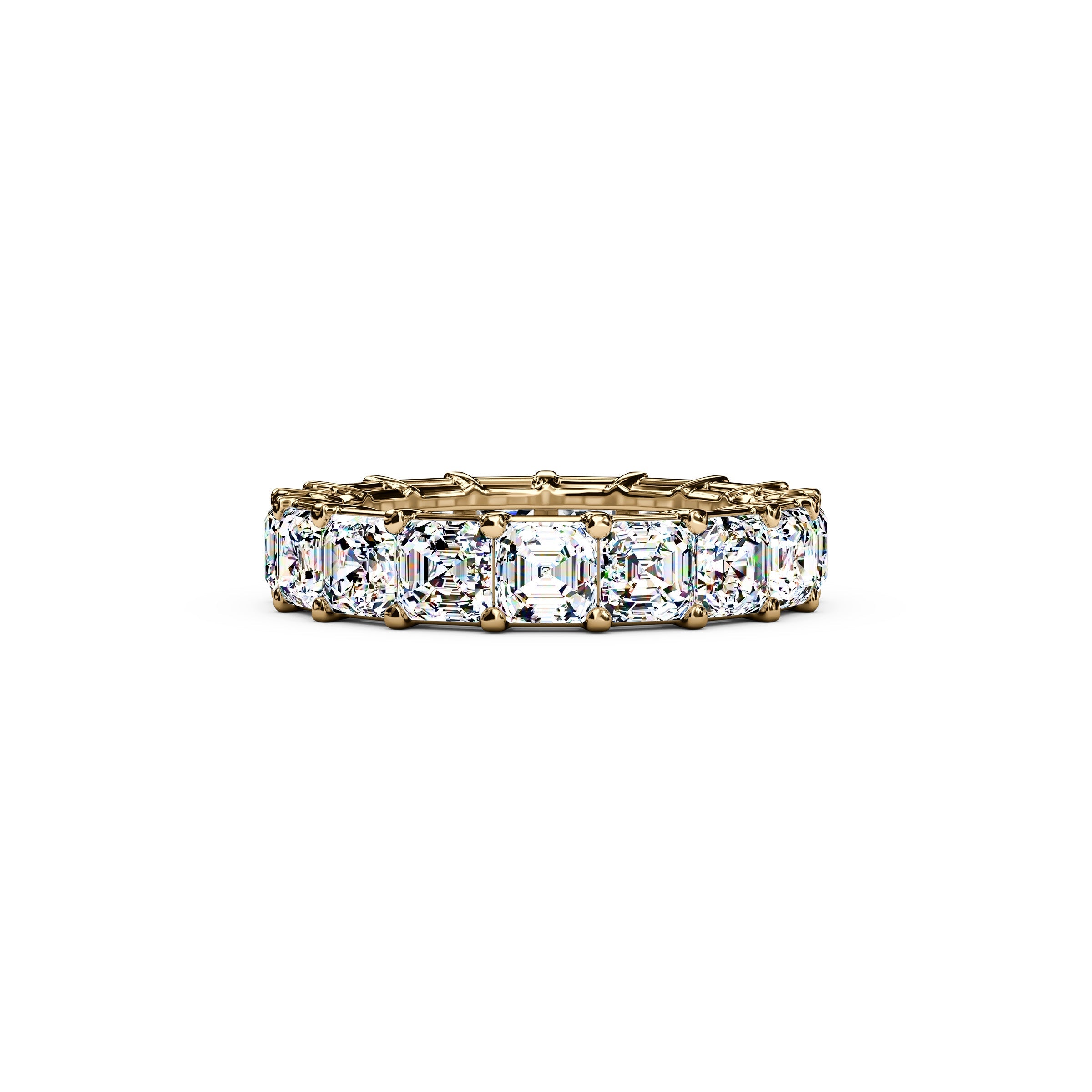 Diamond Asscher Cut Eternity Wedding Band in 18K Gold