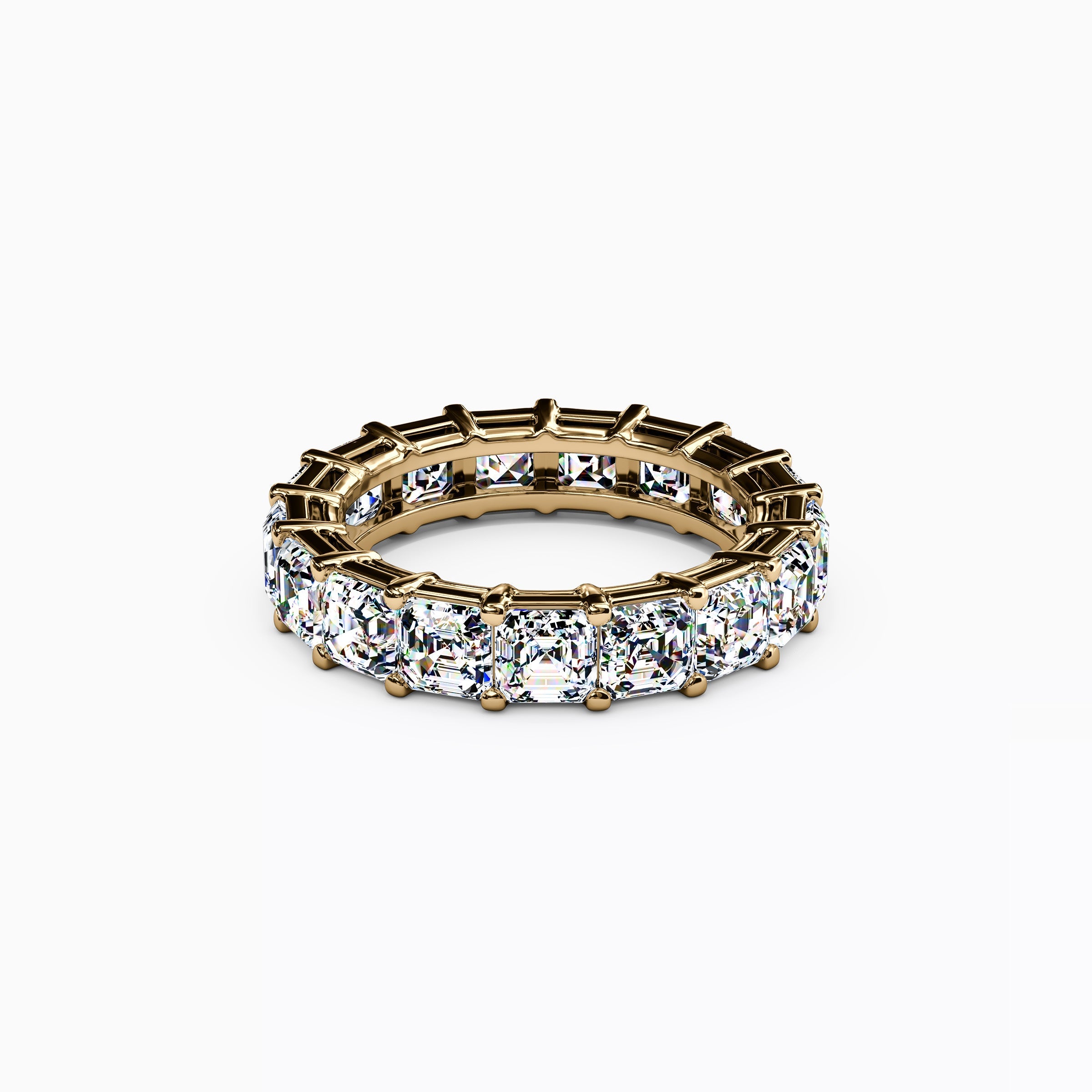 Diamond Asscher Cut Eternity Wedding Band in 18K Gold
