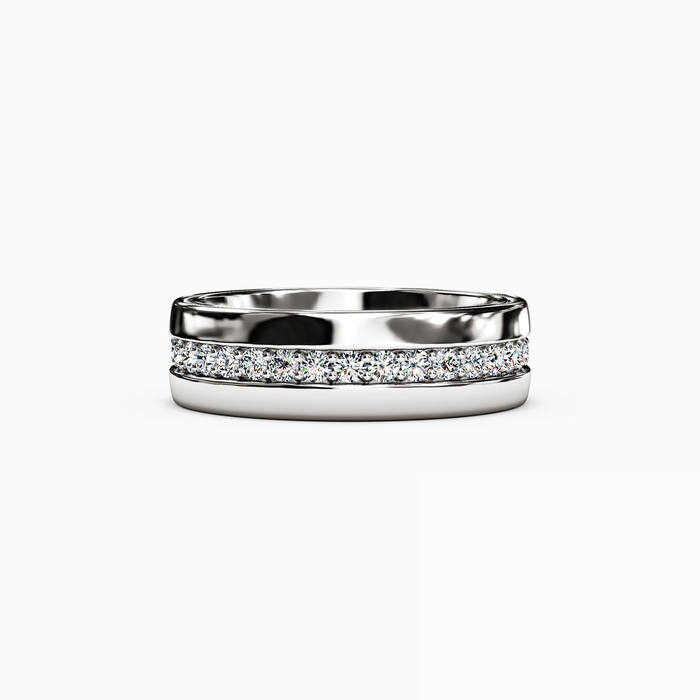 Diamond Single Row Milgrain Men's Wedding Band in 14K Gold